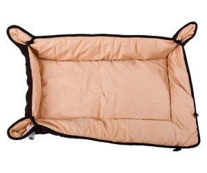 Kiwari culcus pat 2in1 cu nasturi pentru animale, poliester 100%, umplutura poliester 100%, 65x100 cm, dreptunghiular, maro/bej - Verificat A · Re-Bloom - Img 4