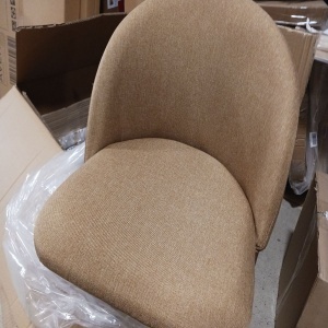 Kiwari Tan set 2 scaune bar/bucatarie, textil/spuma + cadru metalic aspect lemn, 40x40x105cm, inaltime sezut 75cm, capacitate 120kg, spatar ergonomic, suport picioare, maro - Verificat A · Re-Bloom - Img 6