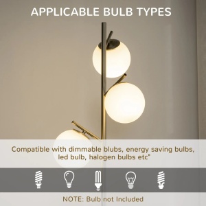 Lampadar modern cu 3 lumini Re-Bloom, metal/sticla, argintiu/alb, 27 x 169 cm, Resigilat, Grad A - Img 3