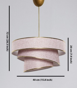 Lustra tip pendul Re-Bloom, bumbac/metal, roz pudra/auriu, 40 x 40 x 72 cm, 40W, Resigilat, Grad A - Img 2