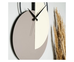 Madeco ceas decorativ de perete, metal 100% grosime 1.5mm, 68x31 cm, diametru 68 cm, mecanism silentios, pictat manual, gri - Verificat A · Re-Bloom - Img 3
