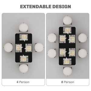 Masa de gradina extensibila Re-Bloom, MDF/otel, negru, 120-160 x 70 x 75 cm, Resigilat, Grad A - Img 6
