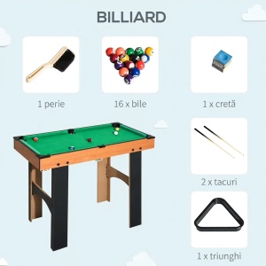 Masa multijoc 4in1 fotbal/hochei/ping pong/biliard, MDF, 92x78x80cm, Lemn natural/Negru - Verificat A · Re-Bloom - Img 4