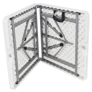 Masa plianta dreptunghiulara pentru Banchet/Evenimente/Catering, picioare metal pliabile, L 123 cm, l 61 cm, h 74 cm, alb, Atelier, Resigilat, Grad B - Img 2