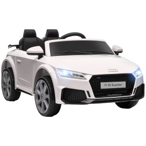 Masina electrica copii Re-Bloom Audi TT, 12V 30W, PP/metal, 102x60x44 cm, telecomanda, portiere, faruri LED, varsta 3-5 ani, 25 kg, alb - Verificat A · Re-Bloom