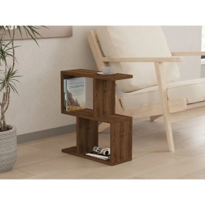 Masuta laterala living 2 niveluri 45x51.4x17 cm, PAL melamina 100%, grosime 18mm, raft 23cm, maro inchis - Verificat A · Re-Bloom - Img 2
