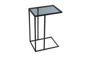 Masuta laterala living 30x60x40 cm, blat sticla, cadru metal negru mat, stil industrial modern - Verificat A · Re-Bloom - Img 3