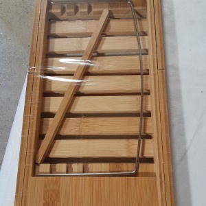 Masuta pentru cada extensibila, Navaris, din lemn, natur, 70-104 cm, Resigilat, Grad A - Img 4