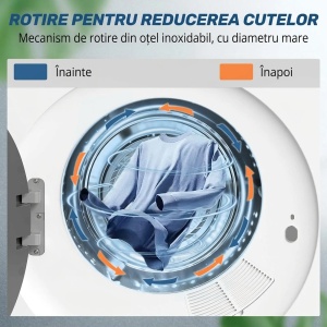 Mini uscator rufe portabil 4kg, 800W, display LED, tambur inox, montaj perete, 48x44x57cm, Alb - Verificat A · Re-Bloom - Img 6