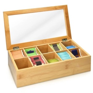 Navaris cutie ceai 10 compartimente, bambus/PS, 36x20x9 cm, compartiment 6.2x8.5x7.2 cm, natur - Verificat A · Re-Bloom - Img 1