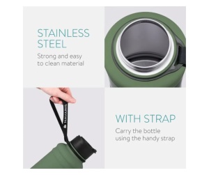Navaris sticla de apa otel inoxidabil perete simplu, 1.3L, 22.5x10 cm, 235g, verde - Verificat A · Re-Bloom - Img 3