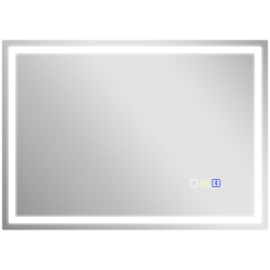 Oglinda baie anti-aburire cu LED reglabil, difuzor Bluetooth, butoane tactile, IP44, sticla securizata, 70x50cm, Argintiu - Verificat A · Re-Bloom