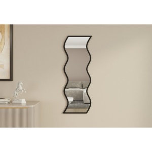 Oglinda de perete Re-Bloom, MDF/sticla, negru, 40 x 120 x 2,2 cm - Img 1