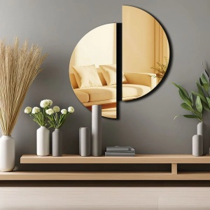 Oglinda decorativa Wallxpert, plexiglas 1mm/EVA 10mm, 44x50 cm, montare banda dubla, auriu - Verificat A · Re-Bloom - Img 2