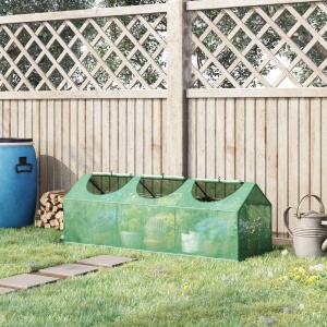 Outsunny sera compacta 180x60x60 cm, 3 ferestre rulou anti-UV, PE/otel, ventilatie ajustabila, rasaduri plante, verde - Verificat A · Re-Bloom - Img 2