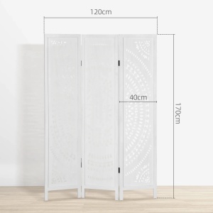 Paravan interior Re-Bloom, lemn paulownia, 120x1.6x170 cm, 3 panouri 40x170 cm, pliabil 40x4.8x170 cm, alb - Verificat A · Re-Bloom - Img 2