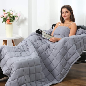 Patura grea antistress Sleep Mantra, poliester, 6,8 kg, gri, 122 x 183 cm