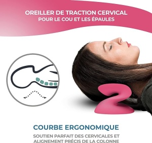 Perna cervicala Flex Kare, roz, ergonomica si ortopedica, poliuretan, 14 x 22,5 x 10 cm - Img 3