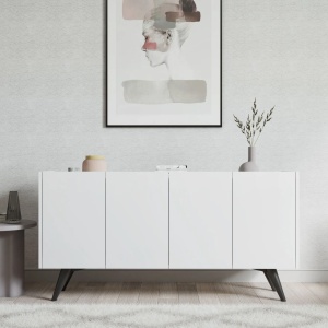 Petra Design comoda living 150x40x76 cm, PAL 18mm, spatiu depozitare, stil contemporan, alb - Verificat A · Re-Bloom - Img 3
