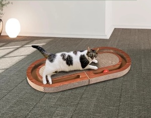 Pfotenolymp jucarie interactiva pisici, carton ondulat, minge, catnip, Maro - Verificat B · Re-Bloom - Img 4