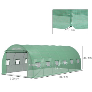 Prelata pentru sera Re-Bloom, PE, 6x3x2 m, 12 ferestre, usa rulanta 2x1.6 m, margini incluse, verde - Verificat A · Re-Bloom - Img 3