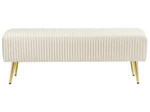 Produs Resigilat Banca tapitata Re-Bloom Paterson, catifea/fier/MDF/pin/placaj, 118x40x42 cm, 150 kg, alb-galbuie - Verificat A - Img 2