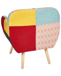 Produs Resigilat Fotoliu Re-Bloom Melby, textil patchwork/placaj cauciuc, 68x59x77 cm, arcuri elicoidale, spuma, 150 kg, multicolor - Verificat A - Img 4
