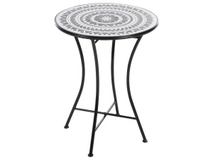 Produs Resigilat Masa bistro Re-Bloom Comiso, fier/ceramica, 60x60x75 cm, 2 persoane, 50 kg, rezistenta UV, negru/alb - Verificat A