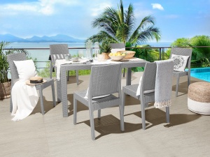 Produs Resigilat Masa de gradina Re-Bloom Fossano, plastic, 140x80x76 cm, 6 persoane, 100 kg, gri deschis - Verificat A - Img 2