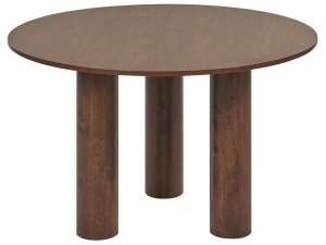 Produs Resigilat Masa de sufragerie rotunda Re-Bloom Orin, MDF/lemn cauciuc, diametru 120 cm, inaltime 76 cm, 4 persoane, 150 kg, maro inchis - Verificat A