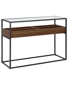 Produs Resigilat Masa tip consola Re-Bloom Waco, fier/sticla securizata/PAL, 110x40x80 cm, 30 kg, maro/negru - Verificat A
