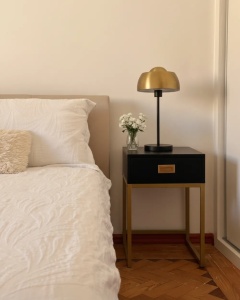 Produs Resigilat Masuta laterala Re-Bloom Largo, MDF/fier, 40x40x57 cm, negru/auriu - Verificat A - Img 4