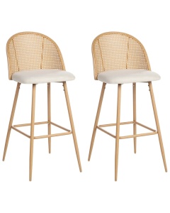 Produs Resigilat Set 2 scaune de bar Re-Bloom Cornell, lemn masiv/in, 46x51x104 cm, 120 kg, bej/natur - Verificat A
