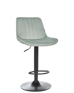 Produs Resigilat Set 2 scaune de bar Re-Bloom Dubrovnik, catifea/otel, 51x54x88-109 cm, pivotante 360°, inaltime reglabila, 120 kg, verde menta/negru - Verificat B - Img 4
