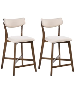 Produs Resigilat Set 2 scaune de bar Re-Bloom Yuma, lemn cauciuc/MDF/textil, 50x54x93 cm, spuma, 110 kg, alb/maro inchis - Verificat A