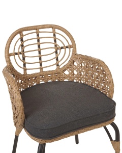Produs Resigilat Set 2 scaune de gradina cu perne Re-Bloom Pratello, ratan PE/textil/otel, 45x49x84 cm, 100 kg, gri grafit/natur - Verificat A - Img 4