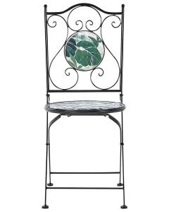 Produs Resigilat Set 2 scaune de gradina Re-Bloom Cozzana, fier/ceramica, 40x45x90 cm, negru/verde - Verificat A - Img 6