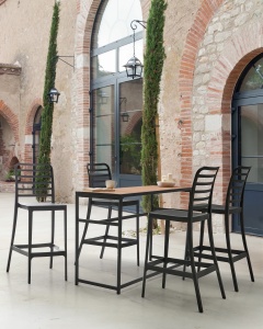 Produs Resigilat Set 4 scaune de bar Re-Bloom Seceda, polipropilena, 41x59x116 cm, UV5, rezistente la apa, negru - Verificat A - Img 2