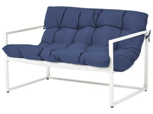 Produs Resigilat Set mobilier de gradina Re-Bloom Garda 4 locuri, otel/sticla securizata/textil, masa 68x42x35 cm, canapea+2 fotolii+perne, 120 kg/persoana, albastru/alb - Verificat A - Img 7