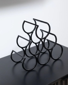 Produs Resigilat Suport pentru sticle de vin Re-Bloom Lurgan, metal, 28x13x26 cm, 6 sticle, negru - Verificat A - Img 6