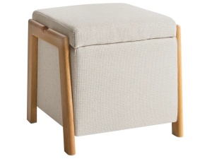 Produs Resigilat Taburet cu spatiu de depozitare Re-Bloom Edland, textil/placaj/fier, 45x43x44 cm, spuma, 120 kg, bej deschis/maro - Verificat A