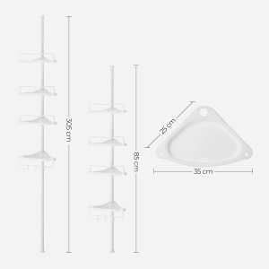 Raft de colt pentru baie Songmics, 4 nivele, otel/plastic, alb, 35 x 25 x 85-305 cm, Resigilat, Grad A - Img 2