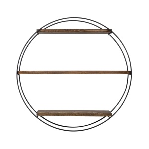 Raft perete living 60x60x15 cm, 3 polite molid masiv 15mm, rama metal 6mm, stil industrial, nuc/negru - Verificat A · Re-Bloom