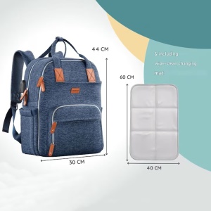 Rucsac pentru Mamici, Bebelusi si Copii, Multifunctional, Impermeabil, Prindere Carucior / Troler, Travel Organizer set cu Changing Pad- Care, 40 X 25 X 16 cm, Albastru, Resigilat, Grad A - Img 2