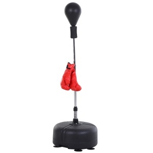 Sac de box reglabil Re-Bloom, cu manusi, otel/piele sintetica/PE, negru/rosu, 48 x 136-154 cm, Resigilat, Grad A