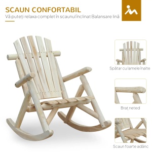 Scaun balansoar de gradina Re-Bloom, lemn de brad, 66x96x98 cm, sezut 52x48 cm, spatar 77x46 cm, 113 kg, lemn natural - Verificat A · Re-Bloom - Img 5