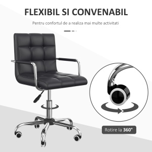 Scaun de birou rotativ Re-Bloom, PU/fier zincat, 52.5x54x84-100 cm, sezut 46-58 cm reglabil, burete 6.5 cm, 150 kg, negru/argintiu - Verificat A · Re-Bloom - Img 5