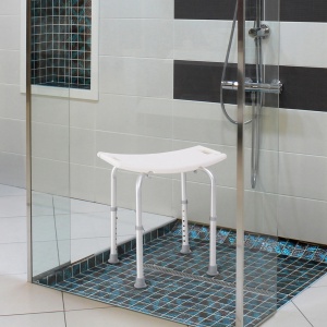 Scaun dus antiderapant, inaltime reglabila 8 niveluri, cadru aluminiu, Alb/Argintiu - Verificat A · Re-Bloom - Img 2