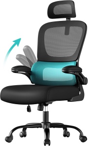 Scaun ergonomic de birou Songmics, otel/plastic/poliester, negru, 64 x 64 x 116-135 cm, Resigilat, Grad A - Img 1