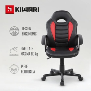 Scaun gaming, material PU+PVC, cadru lemn, baza nylon, mecanism reglabil, brate fixe, roti silentioase, inaltime ajustabila, Negru, Resigilat, Grad A - Img 3